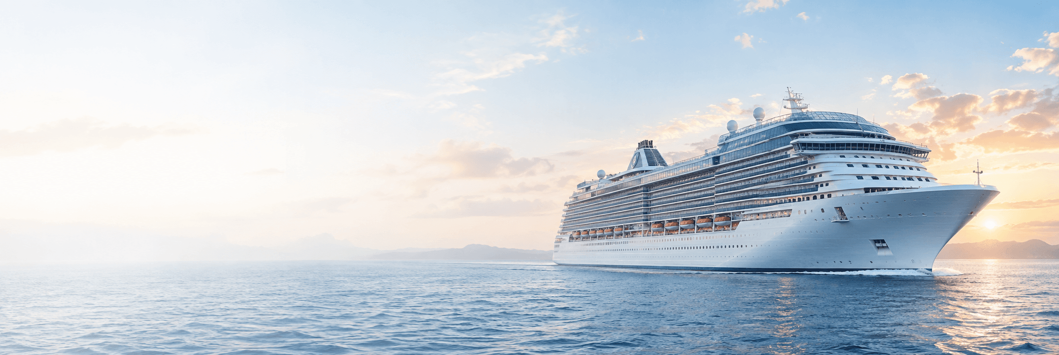 An unbranded cruise ship at sea